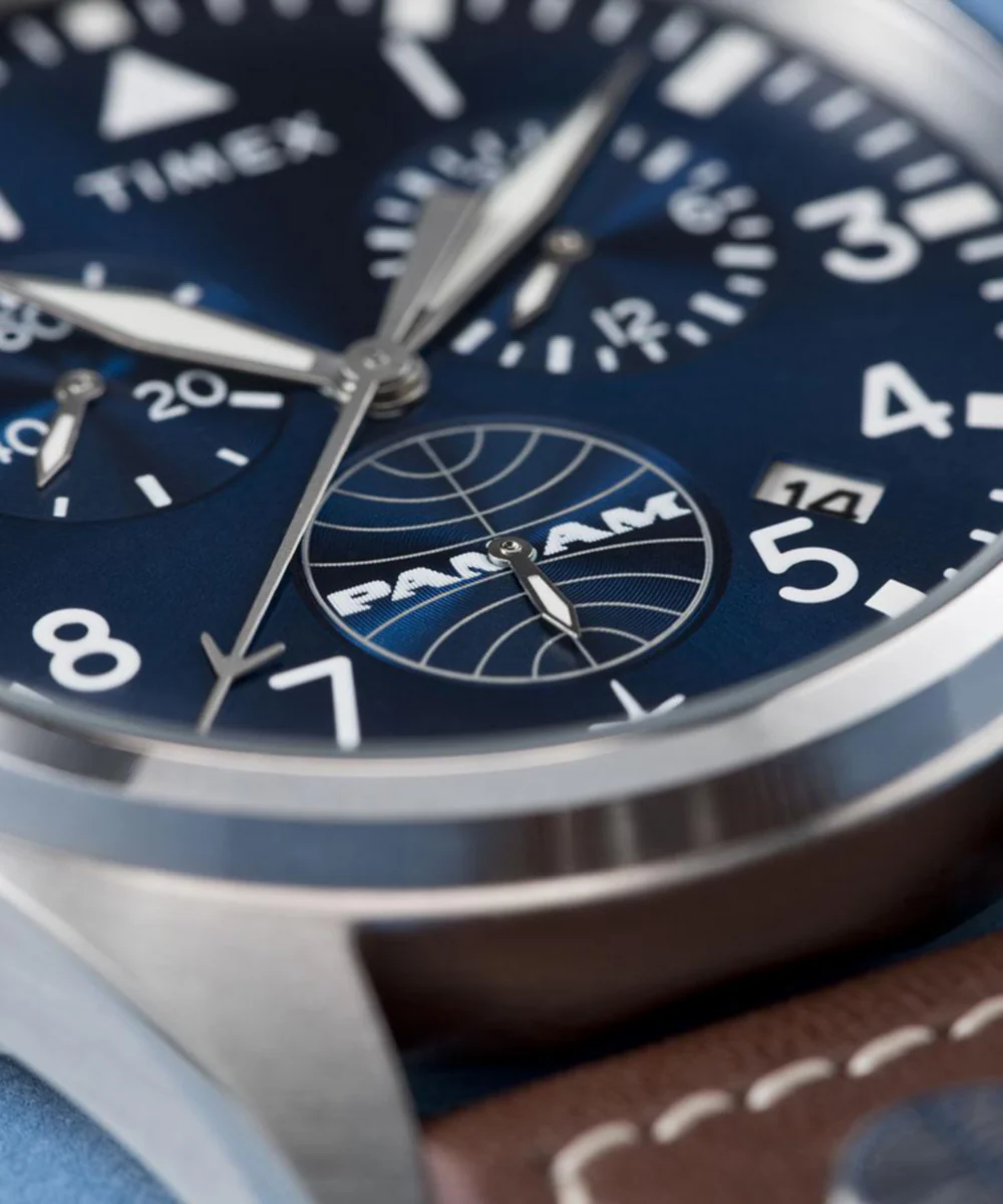 Pan Am x Timex Chronograph 42mm Leather Strap Watch - Image 14